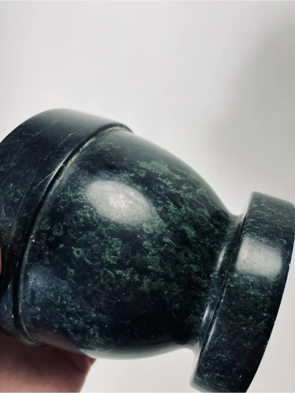 Vintage Traditional Green Marble Pedestal Mortar Spice Grinder Bowl (No Pestle)